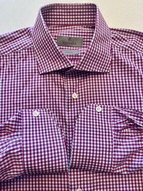 Canali - cotton blend gingham pattern dress shirt Size XL